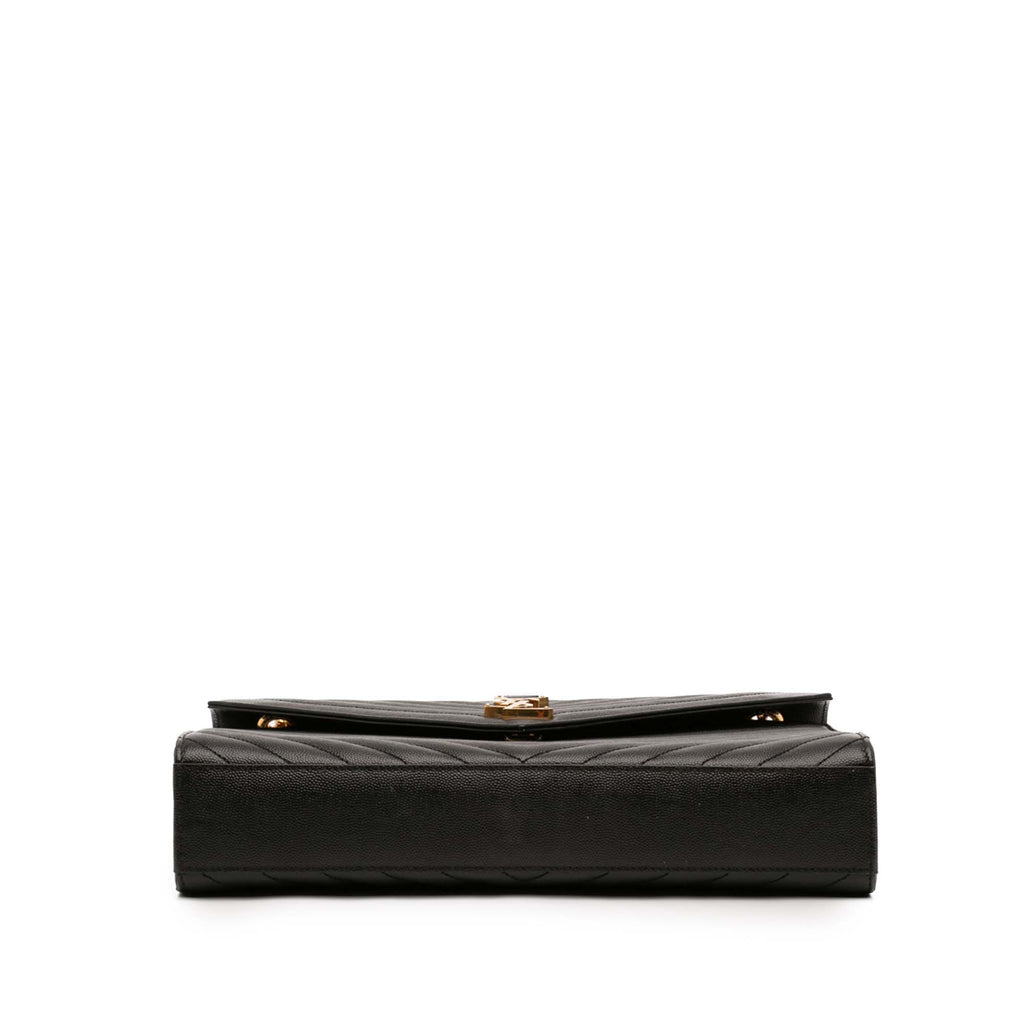 Saint Laurent Large Chevron Grain de Poudre Monogram Sac enveloppe
