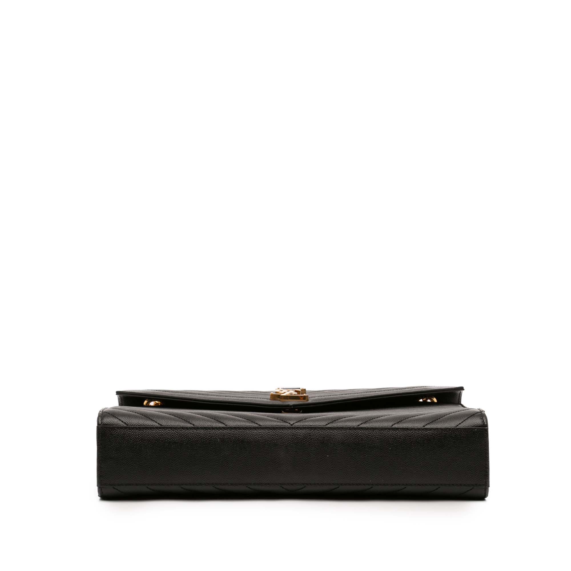 Saint Laurent Large Chevron Grain de Poudre Monogram Sac enveloppe