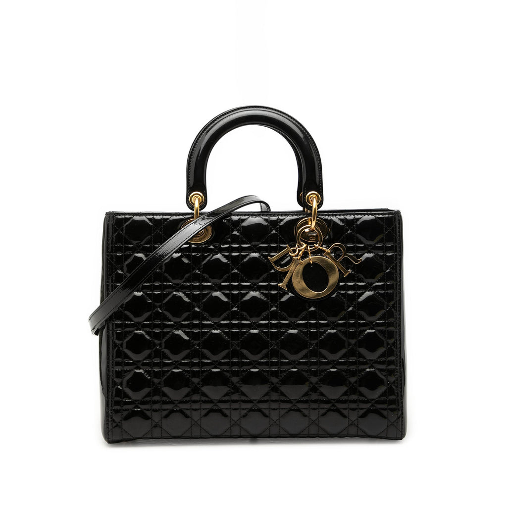 Dior Large Cuir verni Cannage Lady Dior