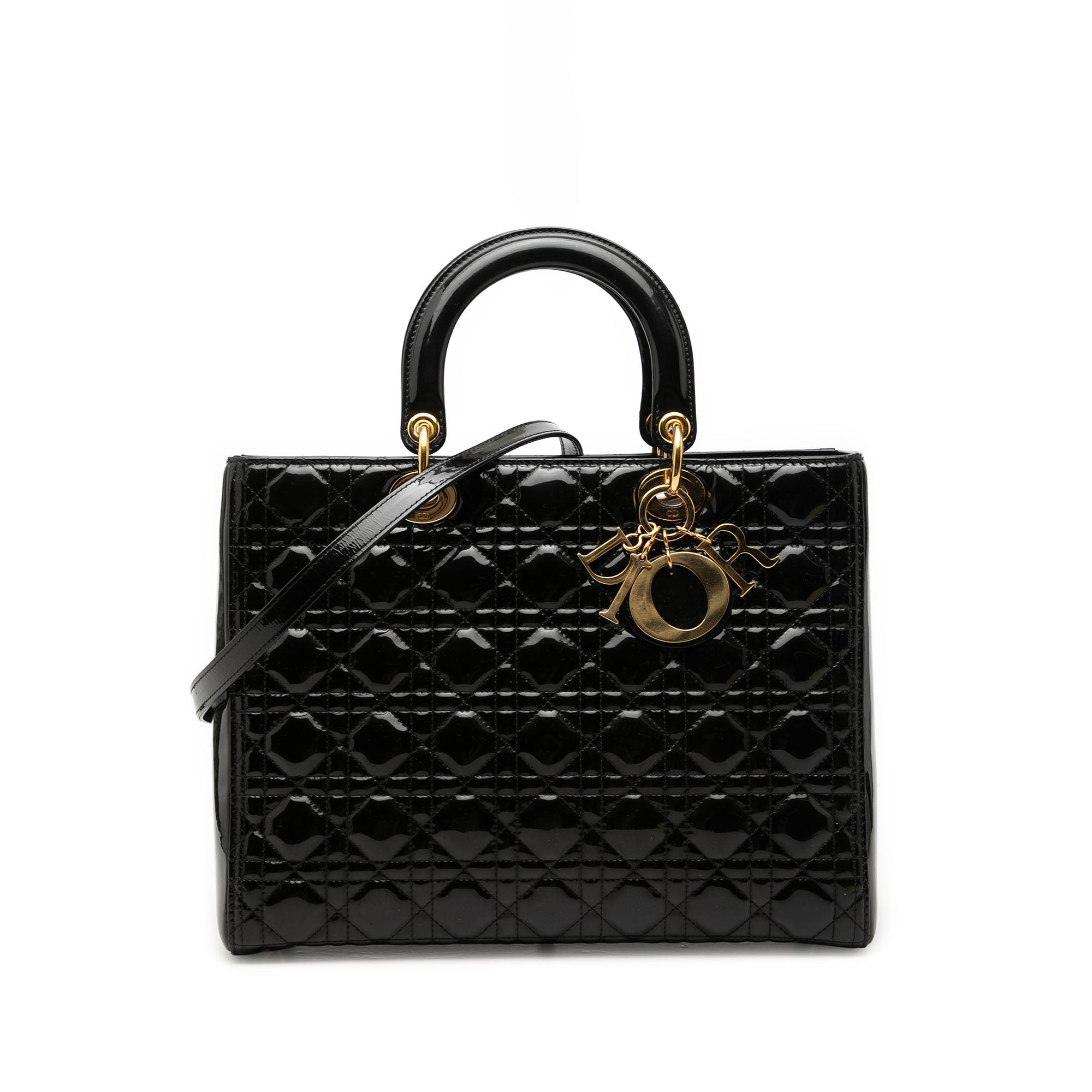 Dior Large Cuir verni Cannage Lady Dior
