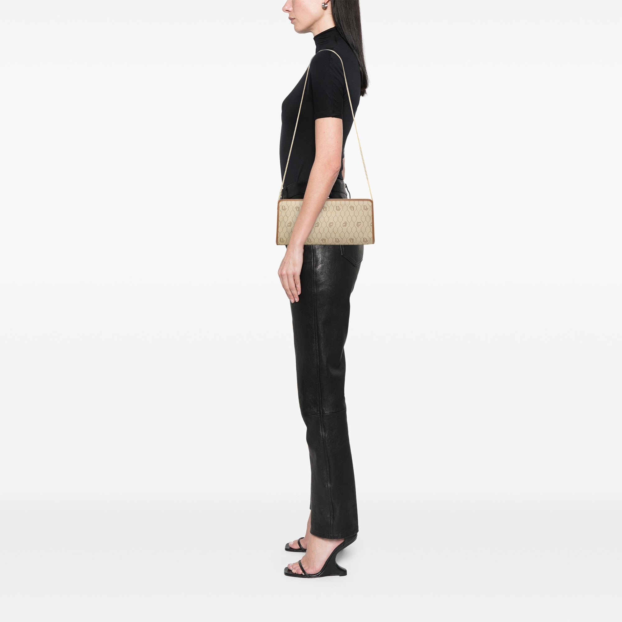 Dior Honeycomb Coated Toile Chain Sac porté croisé