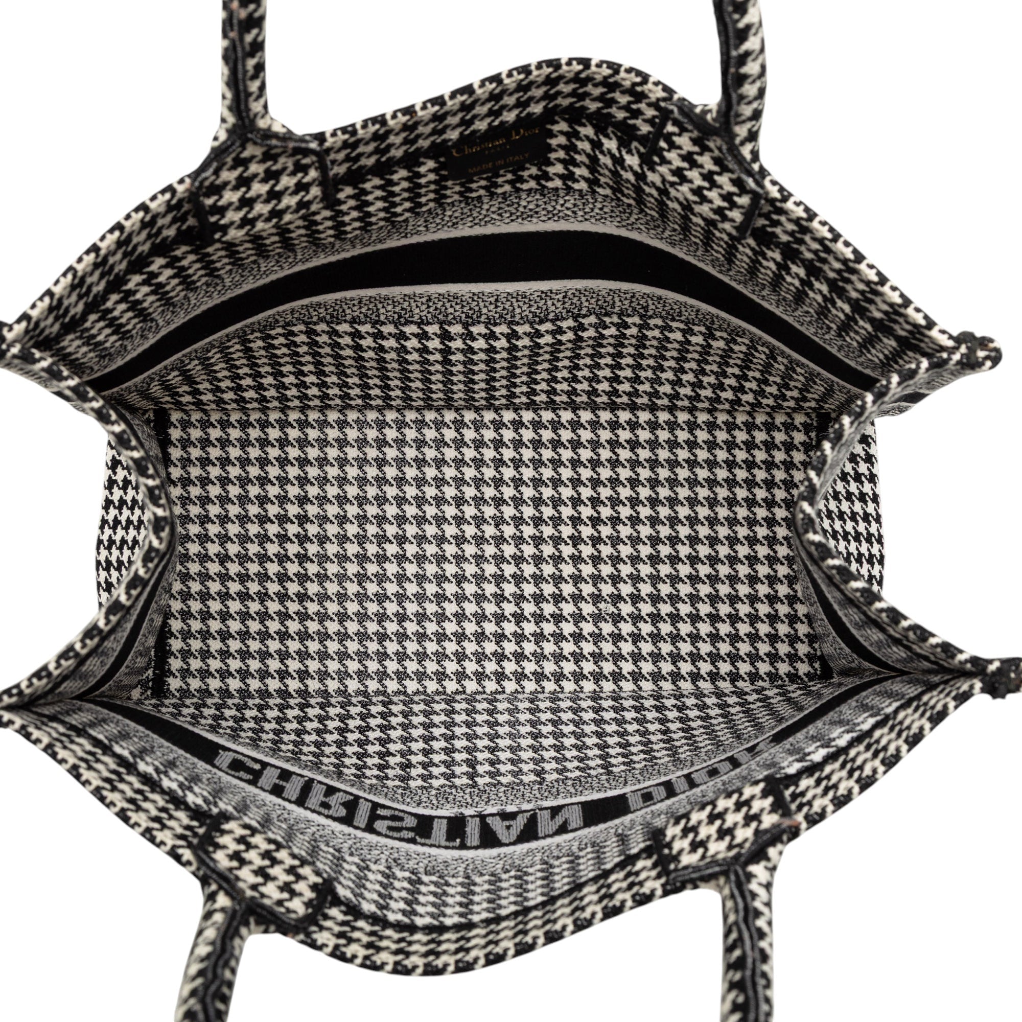 Dior Medium Toile Houndstooth brodé Book Cabas
