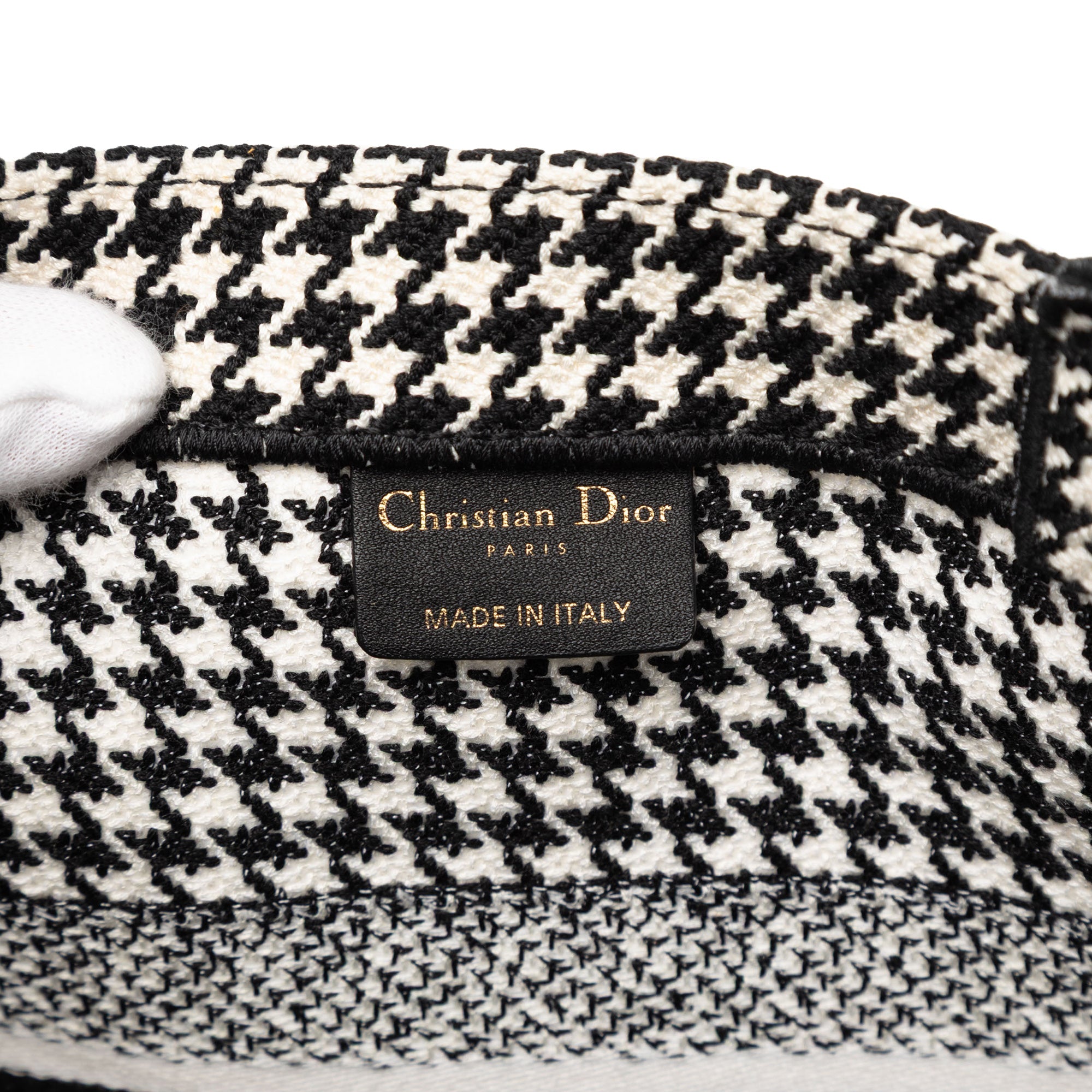 Dior Medium Toile Houndstooth brodé Book Cabas