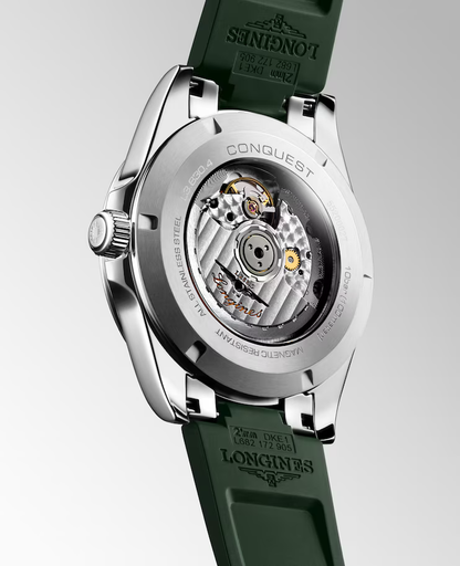 Conquest 41 mm Green on Rubber Strap