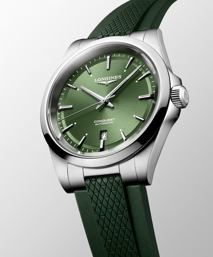 Conquest 41 mm Green on Rubber Strap