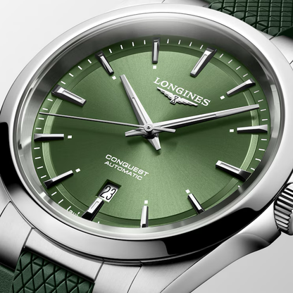 Conquest 41 mm Green on Rubber Strap