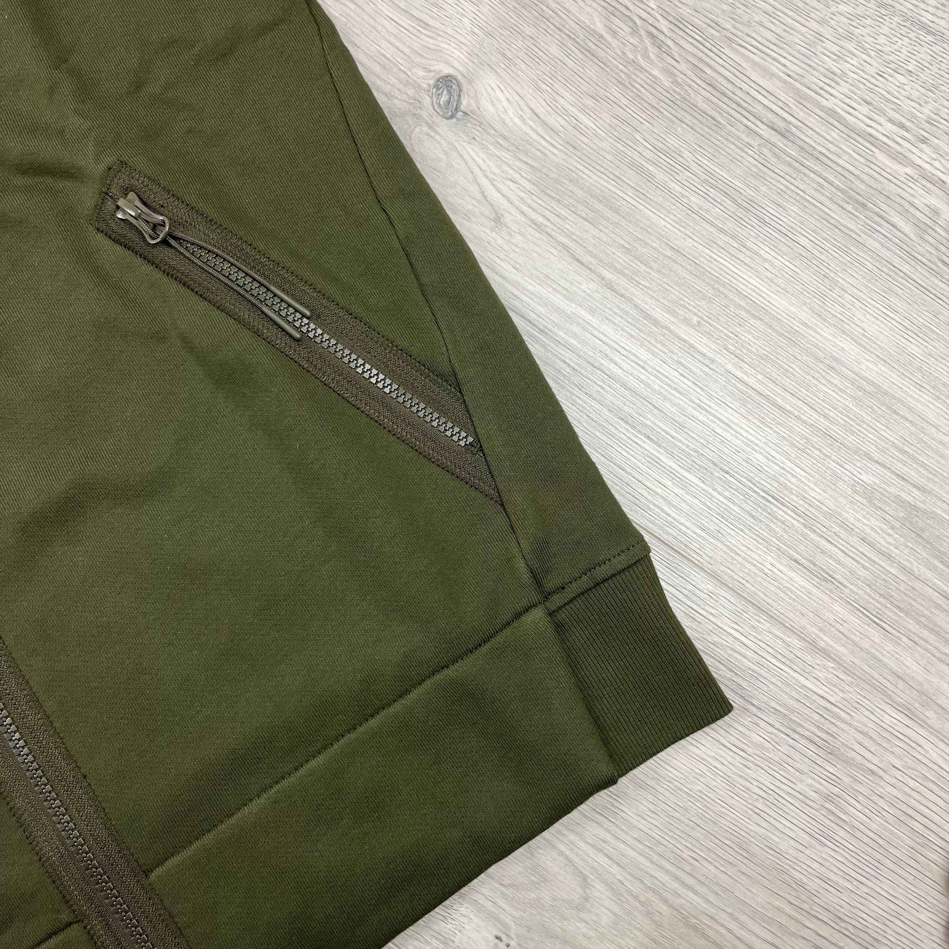 CP Company Raised Fleece Goggle Hoodie - Ivy Green