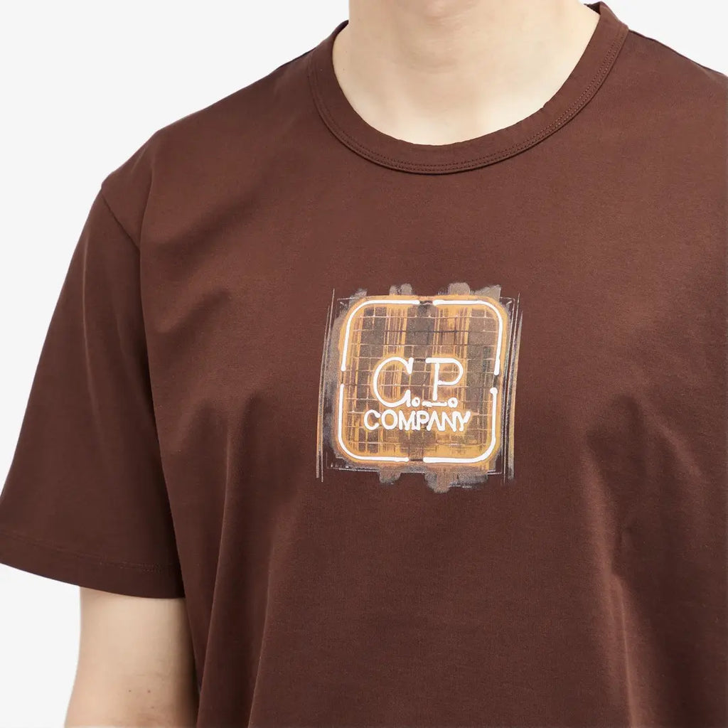 Cp Company 051A Metropolis Graphic Logo T-Shirt In Rum Raisin