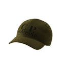 Cp Company Intarsia Wool Logo Cap In Ivy Green