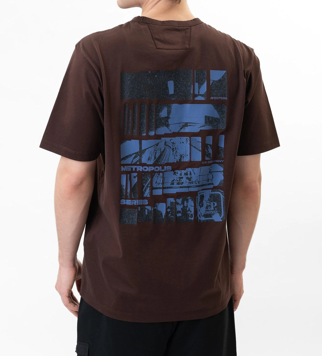 Cp Company 048A Metropolis Graphic Logo T-Shirt In Rum Raisin