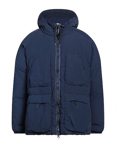 Cp Company Long Flatt Nylon Lens Down Jacket in Peacoat