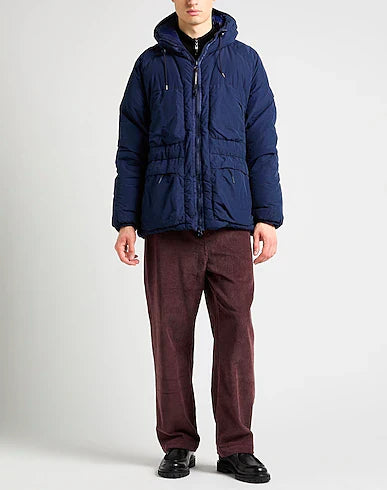 Cp Company Long Flatt Nylon Lens Down Jacket in Peacoat