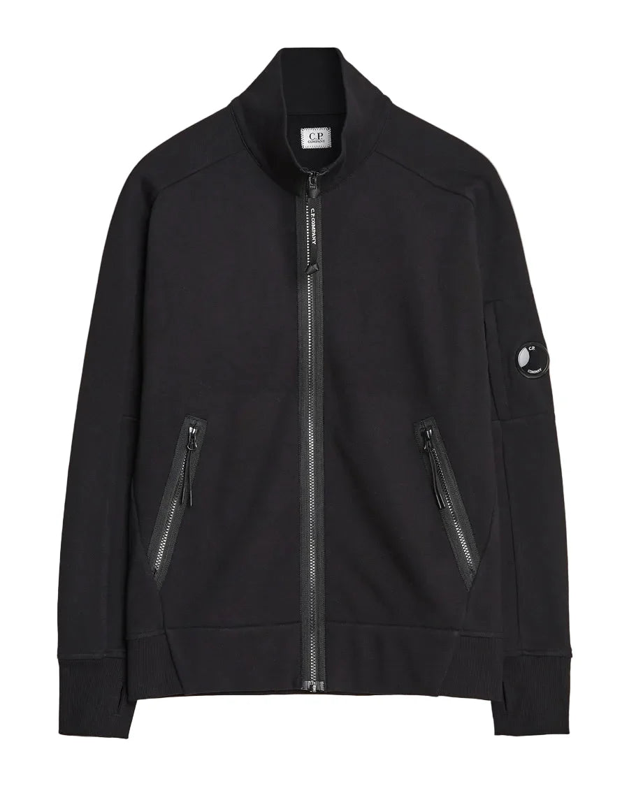 Cp Company Diagonal Raised Lens Full Zip In Black
