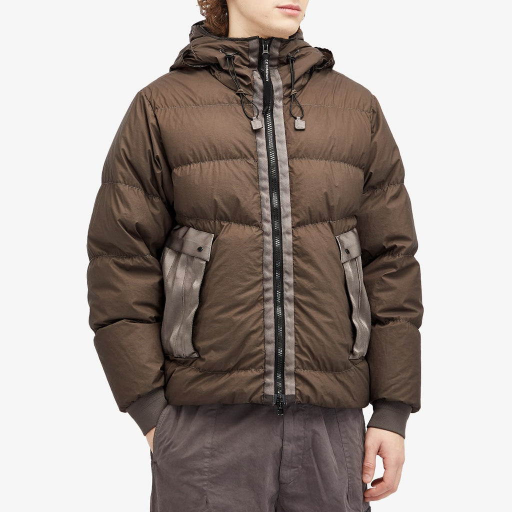 Cp Company 266A Goggle Bi-Tm Down Jacket In Walnut Brown
