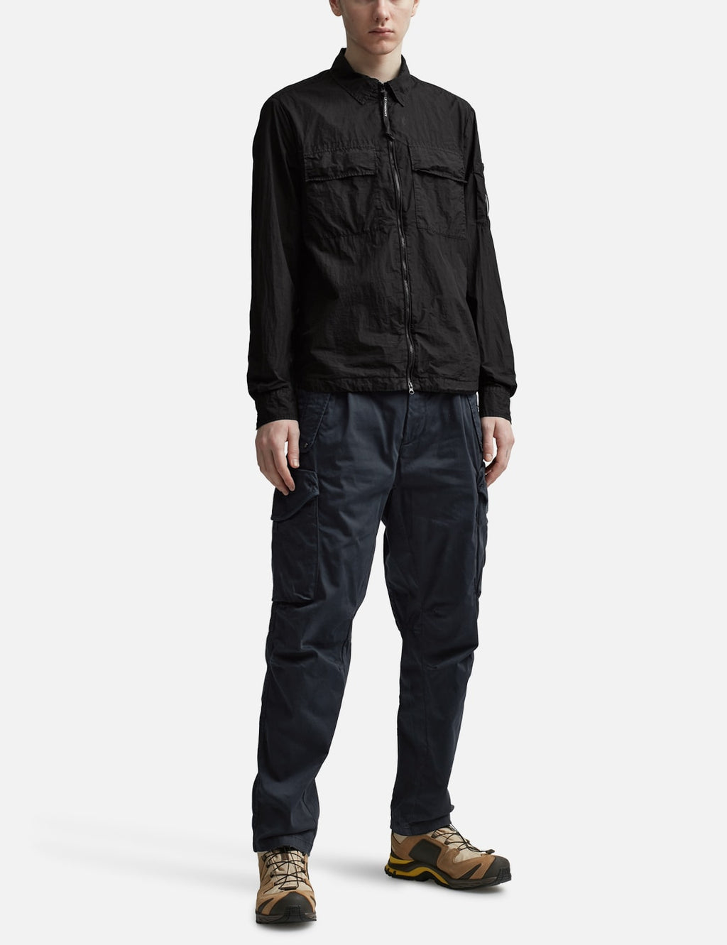 Cp Company 059A Stretch Sateen Loose Fit Lens Cargo Pants In Navy