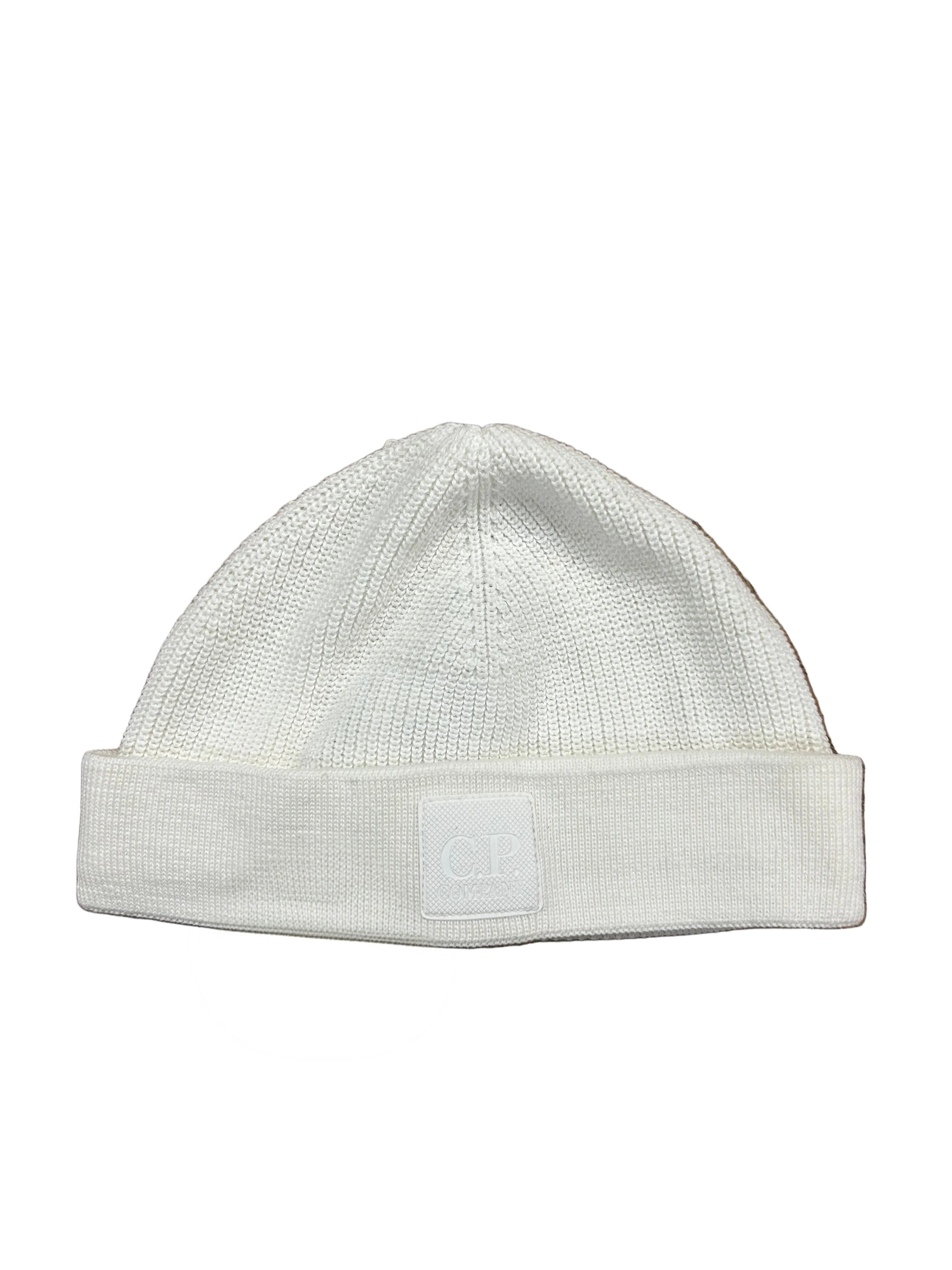 Cp Company Metropolis Series Logo Beanie In White