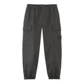 [Stone Island] Ghost Flannel Loose Fit Trousers with Elasticated Zipped Cuffs in Dark Grey