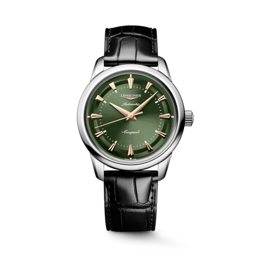 CONQUEST HERITAGE 38 mm-Green on Black Strap