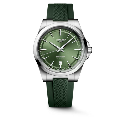 Conquest 41 mm Green on Rubber Strap