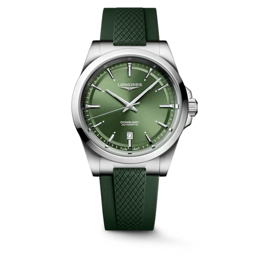 Conquest 41 mm Green on Rubber Strap
