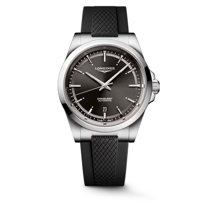Conquest Auto 41 mm Black on Rubber Strap